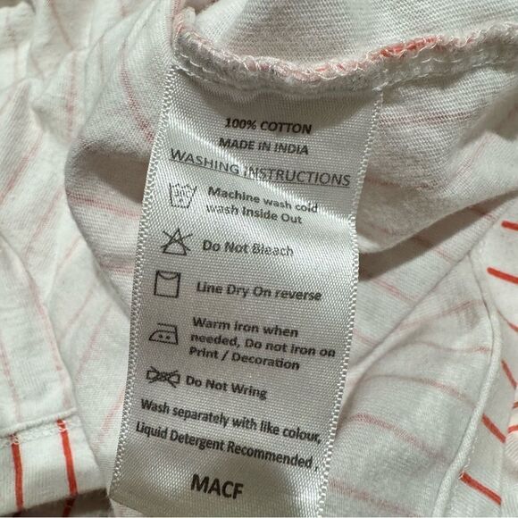 Ether by Myntra Pinstripe Orange White Cropped Tee Women’s Large - Picture 4 of 4